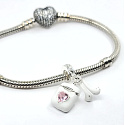 Sterling silver 925 Airpods headphones with pink heart, 2in1 pendant bracelet interests