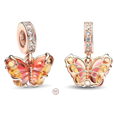 Charm Sterling silver 925 Freedom as a butterfly Murano glass animal bracelet pendant