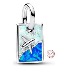 Charm Sterlingové stříbro 925 Letadlo nad oceánem - symbol svobody a dobrodružství, přívěsek na náramek cestování Charm Sterlingové stříbro 925 Letadlo nad oceánem - symbol svobody a dobrodružství, přívěsek na náramek cestování