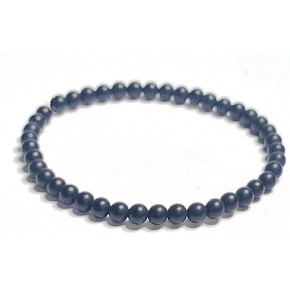 Onyx black matte bracelet elastic natural stone, ball 4 mm / 16-17 cm, life force stone
