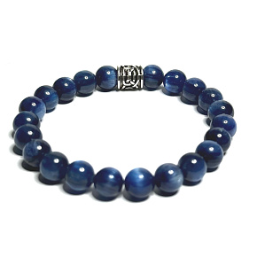 Kyanit blue bracelet elastic natural stone, ball 8 mm / 16-17 cm, stone link