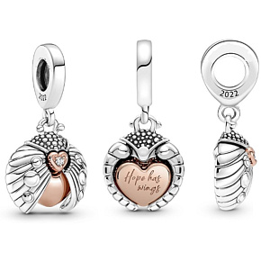 Charm Sterling silver 925 Ladybug and heart, animal bracelet pendant