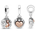Charm Sterling silver 925 Ladybug and heart, animal bracelet pendant