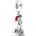 Sterling silver 925 Disney Pluto with Christmas hat, Christmas bracelet pendant