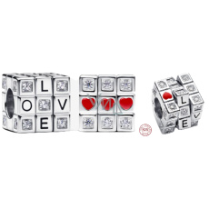 Charm Sterlingové stříbro 925 Pohyblivá hrací kostka, korálek na náramek láska