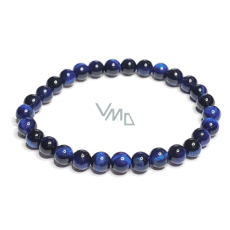 Tiger's eye dark blue bracelet elastic natural stone, ball 6 mm / 16-17 cm, stone of sun and earth, brings luck and wealth