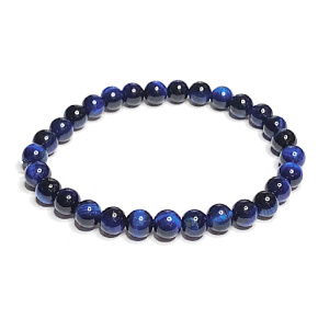 Tiger's eye dark blue bracelet elastic natural stone, ball 6 mm / 16-17 cm, stone of sun and earth, brings luck and wealth