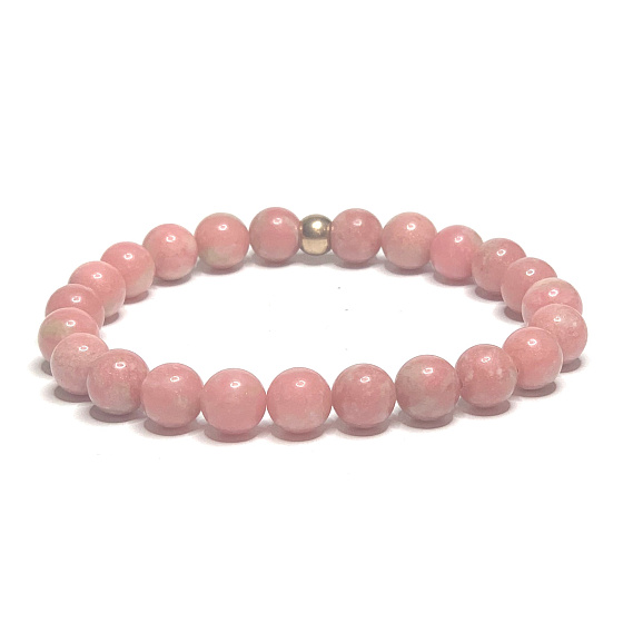 Thulit bracelet elastic natural stone, ball 8 mm /16-17 cm, stone protection