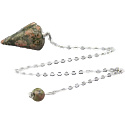 Unakit pendulum natural stone 2,5 cm + 18 cm chain with bead, stone of personal growth and vision