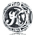 Sterling silver 925 Magic alphabet letter K with flowers, bead for bracelet