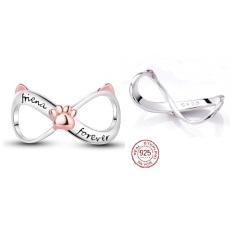 Sterling silver 925 Infinity with paw forever, pet bracelet pendant