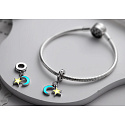 Charm Sterling silver 925 Luminous - Crescent and star that glows in the dark, universe bracelet pendant