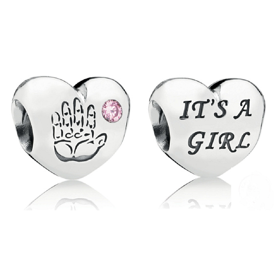 Charm Sterling silver 925 I love my little girl My Little Baby, bead heart on bracelet family