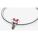 Charm Sterling silver 925 Disney Minnie Mouse mouse with polka dot dress and bow, bead on bracelet