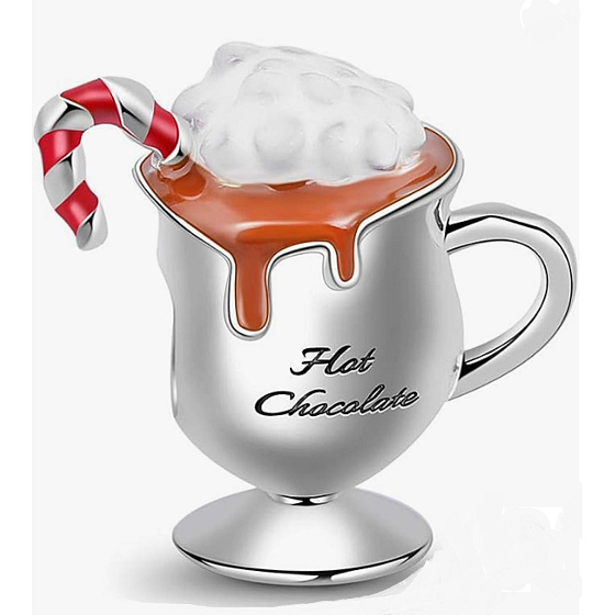 Sterling Silver 925 Hot Chocolate - Enjoy the cold days, Christmas Bracelet Bead