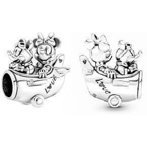 Charm Sterling silver 925 Disney adventure with Mickey Mouse and Minnie. travel bracelet bead