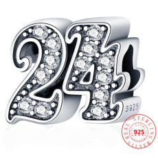 Charm Sterling silver 925 24 anniversary, bead on bracelet Charm Sterling silver 925 24 anniversary, bead on bracelet