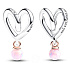 Charm Sterling Silver 925 Two-Tone Wrapped Heart for Mom, Family Bracelet Pendant