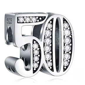 Charm Sterling silver 925 50th anniversary, bead on bracelet Charm Sterling silver 925 50th anniversary, bead on bracelet