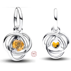 Charm Sterling silver 925 Yellow eternity circle November, pendant on bracelet symbol