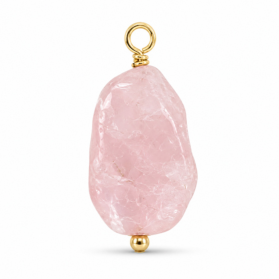 Rose Quartz – mini pendant made of natural stone approx. 0.8–1.2 cm, gold finish | Talisman of love, forgiveness, and compassion