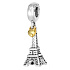 Sterling silver 925 Eiffel Tower + heart love for Paris, 2in1 travel bracelet pendant