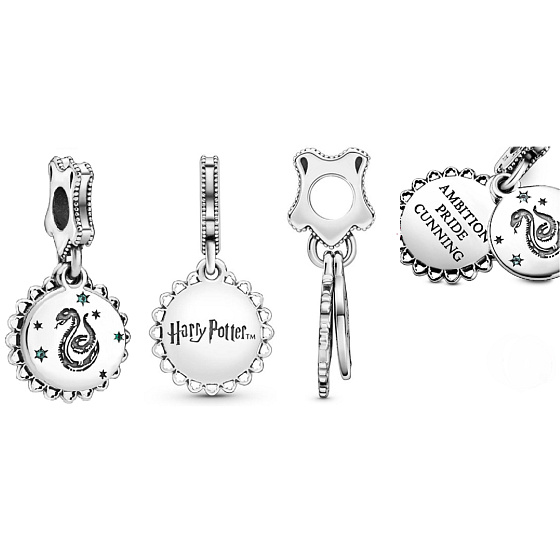 Sterling silver 925 Harry Potter - Slytherin + cubic zirconia, 2in1 bracelet pendant