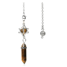 Tiger eye Merkaba + pendulum, natural stone pendant 71 x 8 x 8 mm