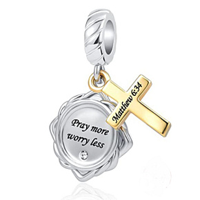 Sterling silver 925 Religious spells Matthew 6:34, 2in1 pendant for bracelet Sterling silver 925 Religious spells Matthew 6:34, 2in1 pendant for bracelet