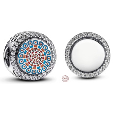 Charm Sterling silver 925 Paris Engraved Charm Cathedral Rosette, bead on travel bracelet