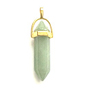 Avanturin Pendulum hexagonal gold pendant 41 x 13 mm, natural stone hand carved, lucky stone