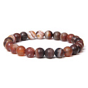 Agate brown lace bracelet elastic natural stone, bead 6 mm / 16-17 cm, adds strength