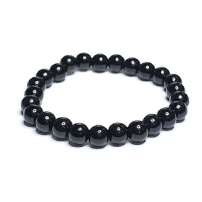 Obsidian bracelet elastic natural stone, ball 8 mm / 16-17 cm, rescue stone