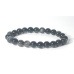 Obsidian silver shiny bracelet elastic natural stone, ball 8 mm / 16-17 cm, rescue stone
