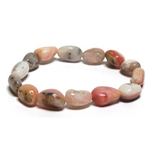 Opal pink bracelet elastic natural stone, stone 8 - 10 mm / 16 - 17 cm, stone of queen, attraction, female intuition and beauty