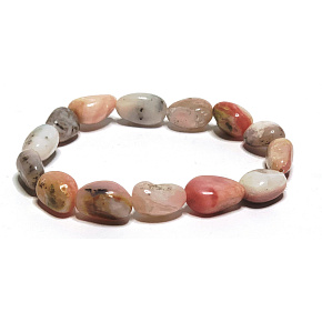 Opal pink bracelet elastic natural stone, stone 8 - 10 mm / 16 - 17 cm, stone of queen, attraction, female intuition and beauty