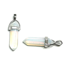 Opalite pendulum hexagon pendant synthetic stone 41 x 13 mm, stone of wishes and hopes
