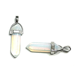 Opalite pendulum hexagon pendant synthetic stone 41 x 13 mm, stone of wishes and hopes