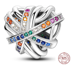 Sterling silver 925 Wrapped heart bead on bracelet love