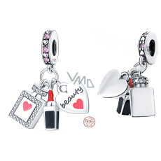 Charm Sterling silver 925 Chic style - lipstick, perfume, heart 3in1, pendant on bracelet interests Charm Sterling silver 925 Chic style - lipstick, perfume, heart 3in1, pendant on bracelet interests