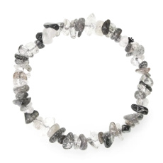 Crystal with Tourmaline elastic bracelet, natural stone, 19 cm, stone of stones