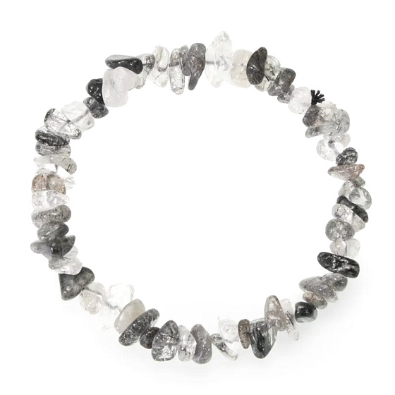 Crystal with Tourmaline elastic bracelet, natural stone, 19 cm, stone of stones