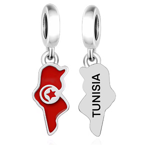 Charm Tunisia flag – map and a memory of sunny North Africa | Travel bracelet pendant