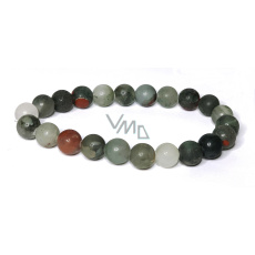 Heliotrope / Bloodstone matte bracelet elastic natural stone, ball 8 mm / 16 -17 cm, stone of courage Heliotrope / Bloodstone matte bracelet elastic natural stone, ball 8 mm / 16 -17 cm, stone of courage