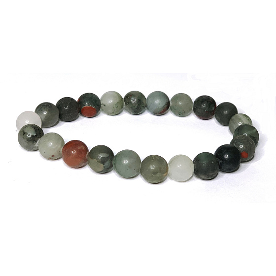 Heliotrope / Bloodstone matte bracelet elastic natural stone, ball 8 mm / 16 -17 cm, stone of courage