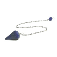 Lapis Lazuli pendulum natural stone 2,5 cm + 18 cm chain with bead, harmony stone