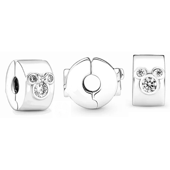 Charm Sterling silver 925 Disney Mickey Mouse & Minnie Mouse, stopper, clip bead for bracelet