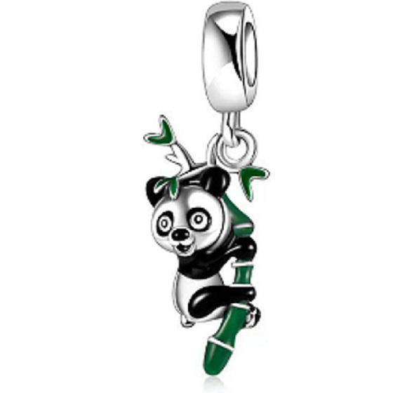 Charm Sterling silver 925 Panda on branch, animal bracelet pendant
