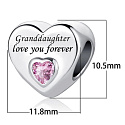 Charm Sterling Silver 925 Granddaughter Loves You Forever Heart, Bead for Family Bracelet
