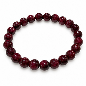 Ruby bracelet Fire of Love – smooth beads 7.8–8.5 mm / 16–17 cm | AAA